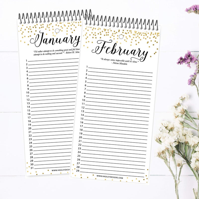 Hadley Designs Gold Perpetual Birthday, Anniversary, Special Event Reminder Calendar Book Journal for Important Family Date Day Wall Hanging, Mom Dutch Bday Birthdate Gift Card Planner Organizer - Image 5